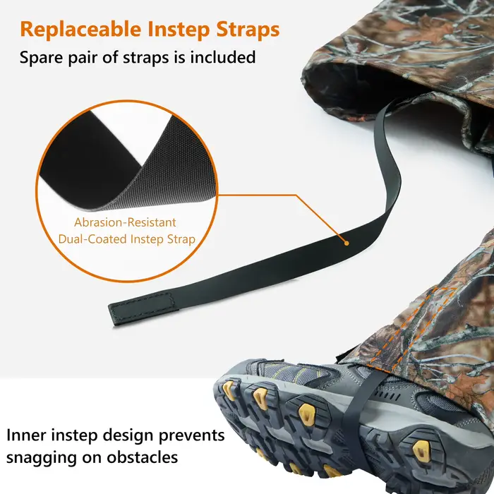 Guêtres de chasse camouflage imperméables BASSDASH avec semelles amovibles pour randonnée pêche