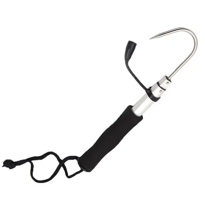 Gaffe télescopique pêche 28-60cm acier inoxydable - Crochet rétractable pour mer et glace