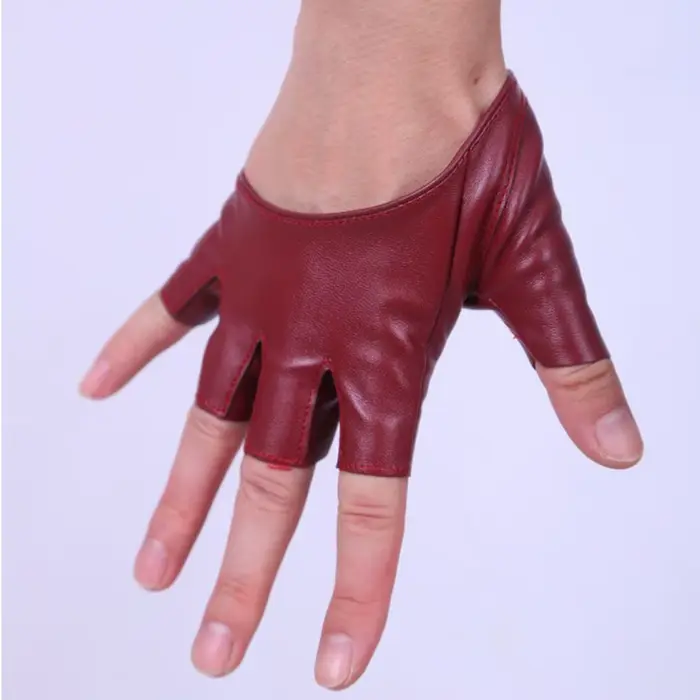 Gants demi-paume en cuir PU pour pêche, accessoires vêtements spectacle et manipulation précise équipement