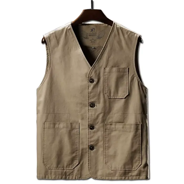 Veste de pêche grande taille M-8XL en coton respirant - Maille aérée pour pêche estivale et outdoor