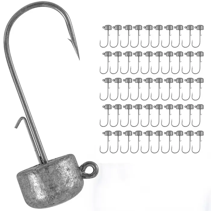 50 têtes de jig Ned Rig non peintes 2.5g à 14g - Pour crappie, bass, truite et pêche fine