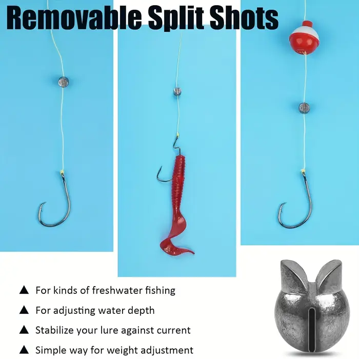 Kit de Plombs Pêche 60 à 120 Pièces, Sinkers Fendus Premium 5 Tailles, Design Rond Amovible