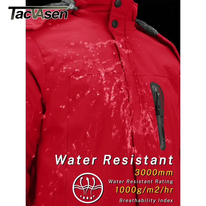 Veste de pêche hiver TACVASEN polaire épaisse - Veste imperméable randonnée ski montagne homme