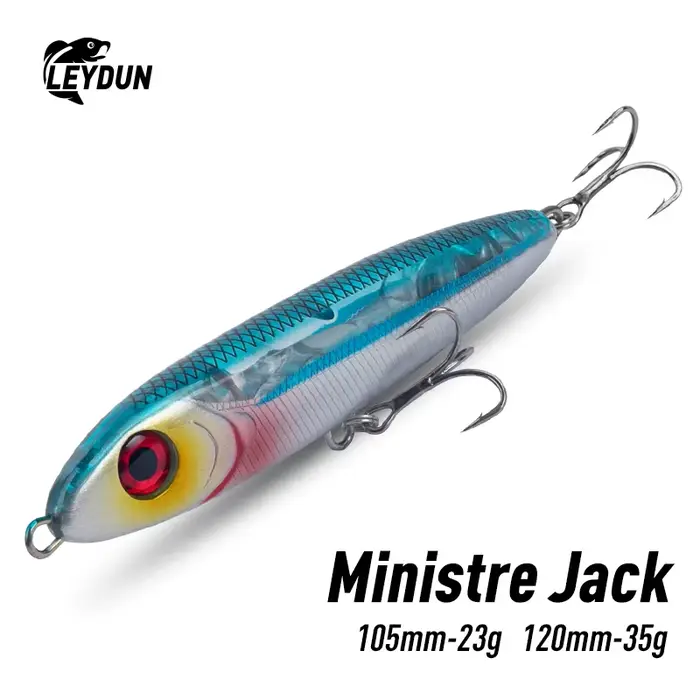 Leurre de pêche leurre dur Ministre Jack 105mm 23g pour bar, stickbait coulant et nageur efficace en mer