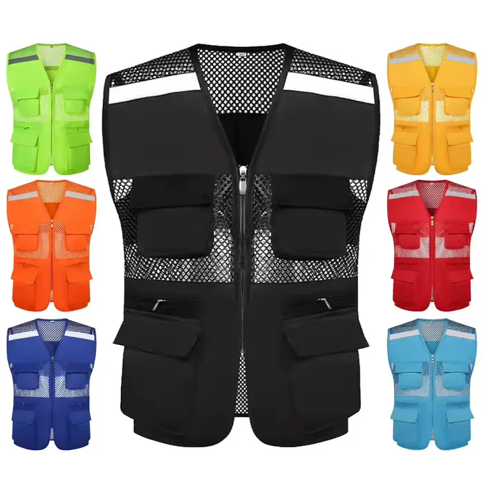 Veste de pêche grande taille sans manches multi-poches pour camping et sports outdoor été