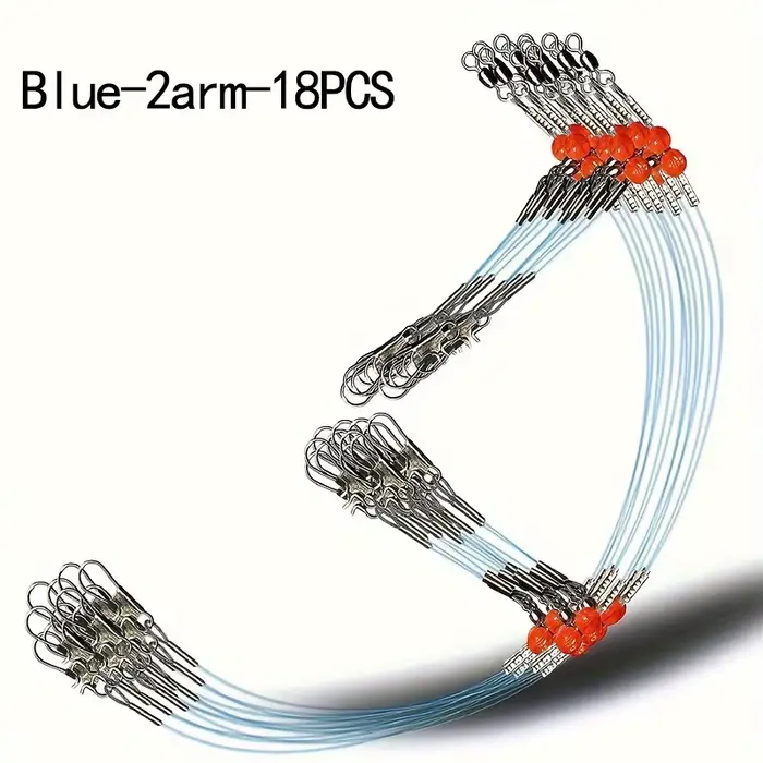 Kit 18 bas de ligne pêche mer avec émerillons snaps acier haute résistance pour leurres appâts