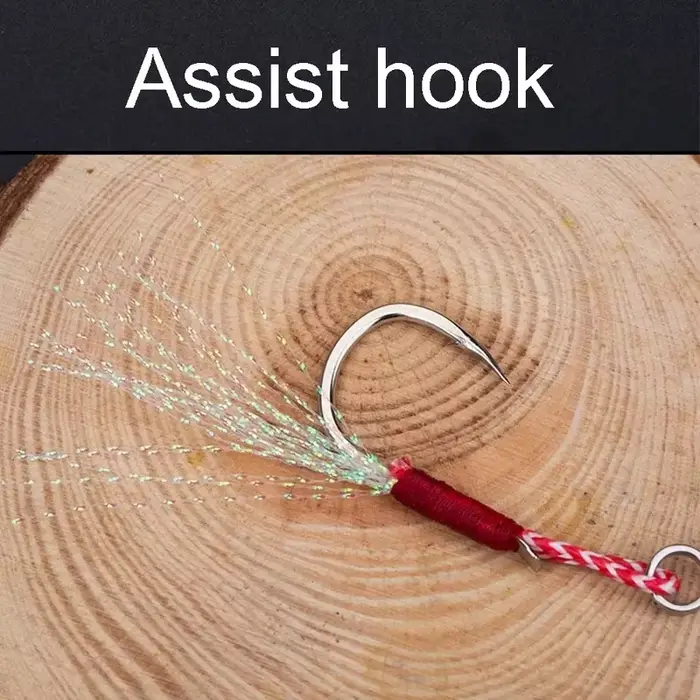 Leurres de jigging assist 10 pièces avec plumes et hameçons barbelés pour pêche lente
