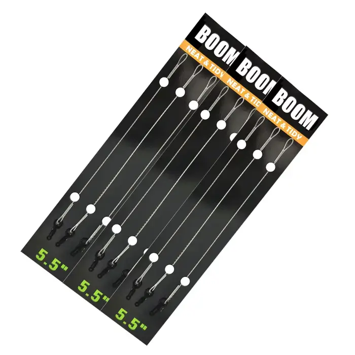 Leader fluorocarbone 100% pour montages carpe - Bas de ligne 5.5 pouces avec émerillon Ronnie