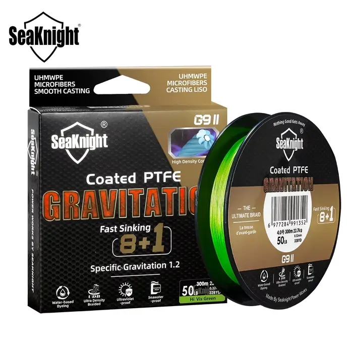 Ligne de pêche mer Sinking Gravitation G9II SeaKnight 300m 8+1 brins multifilament lisse 2024