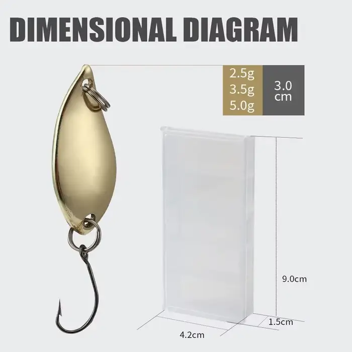 Kit de pêche leurres cuillères métal 2.5g à 5g pour truite et perche, set spinner et wobbler