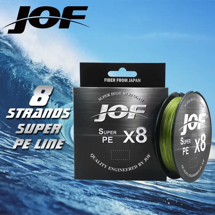Ligne de pêche PE multifilament JOF 8 brins 500m pour carpe et mer, résistance 15 à 100LB