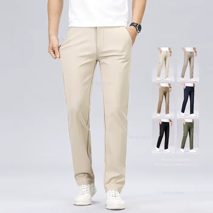 Pantalon classique homme couleur armée - Tenue décontractée pêche affaires anti-froissage