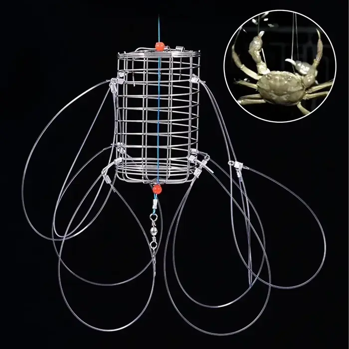 Piège à crabes en acier inoxydable avec appât - Cage de pêche pour crustacés et poissons