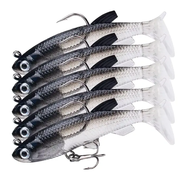 Leurre souple leurre pêche 75mm 85mm appât artificiel nageur coulé queue en T pour brochet perche