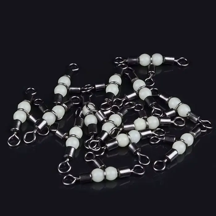 Connecteur de pêche 3 voies T-Turn en acier inoxydable avec perles lumineuses - 10/50 pièces