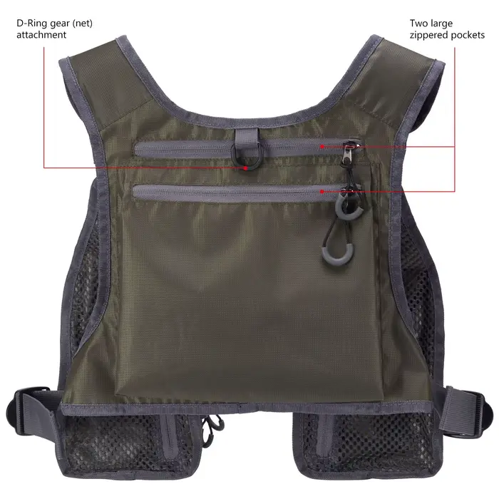 Gilet de pêche à la mouche ultra-léger Bassdash FV08 - Sac poitrine portable unisexe