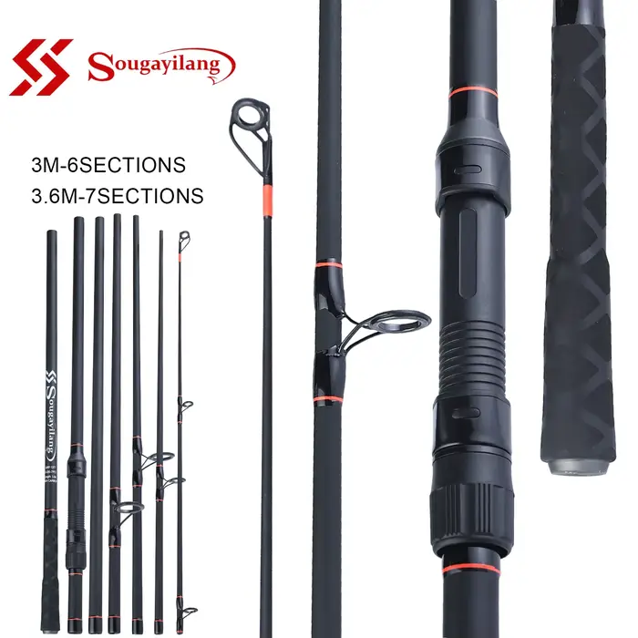Canne à carpe Sougayilang portable 3.0-3.6m 6/7 brins fibre carbone pour pêche voyage feeder