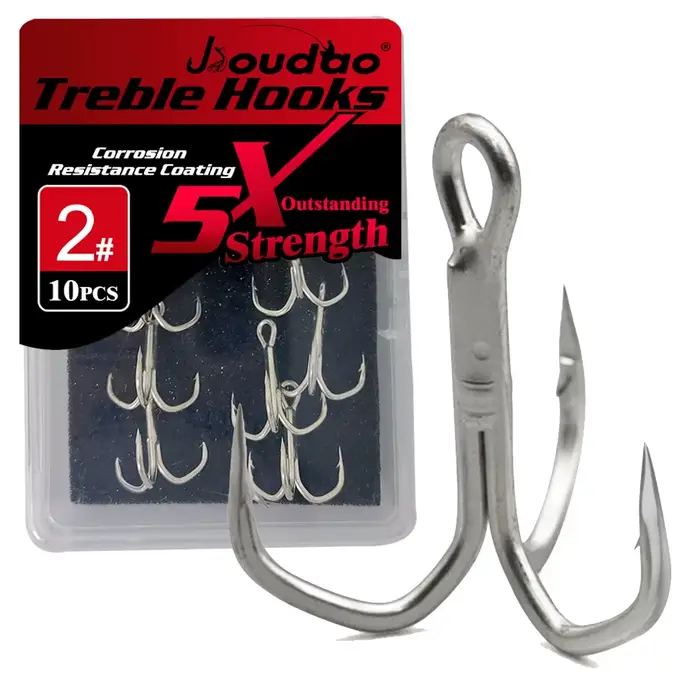 Hameçons triples 5X renforcés 10 pièces tailles 2#-10# pour gros poissons marins et pêche sportive