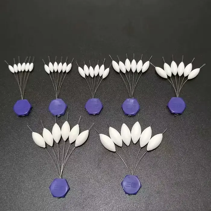 Lot de 5 flotteurs pêche blanc Seven Star, 8 tailles, accessoire montage B692 pour float beans