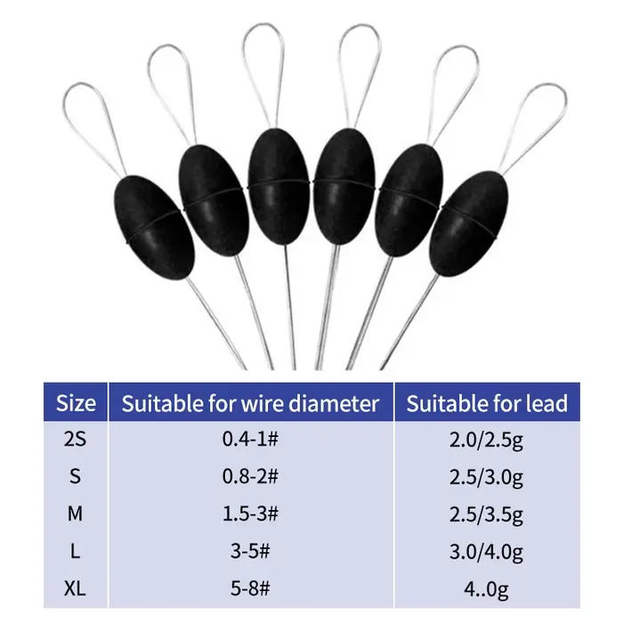60pc 10 Group Set Rubber Space Bean Carp Fly Fish Rubber Oval Stopper Float Fish