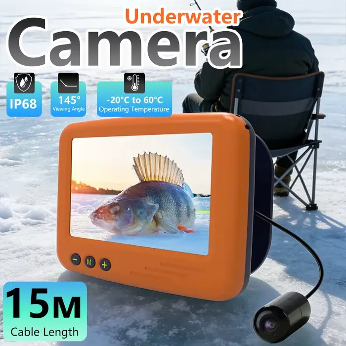 Caméra Pêche Sous Glace 4.3" LCD Vision Nocturne - Sondeur Visuel Hiver Pêcheur avec Câble 15m