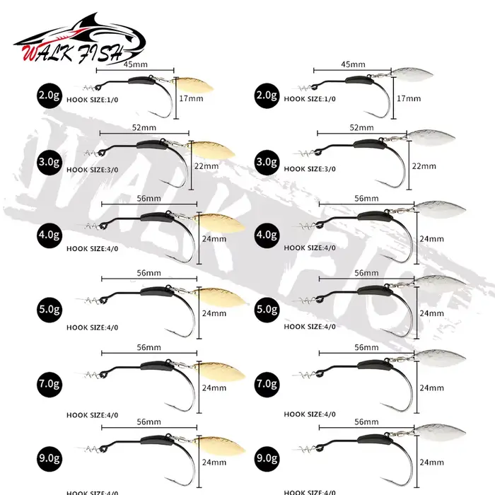 Leurres cuillères métal WALK FISH 3 pièces - 2g à 9g avec hameçons offset à blocage twist