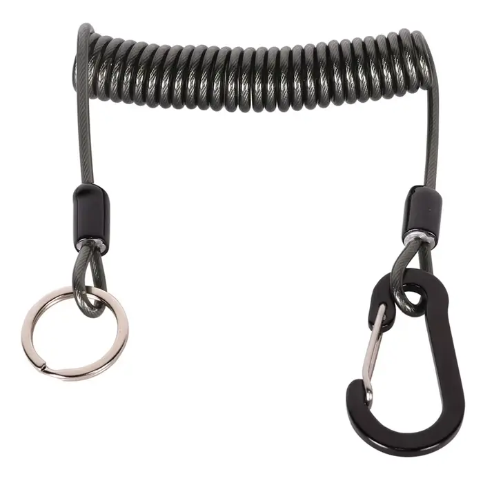 Lanyard anti-perte canne à pêche avec ressort spiralé et mousqueton pour émerillons et leurres