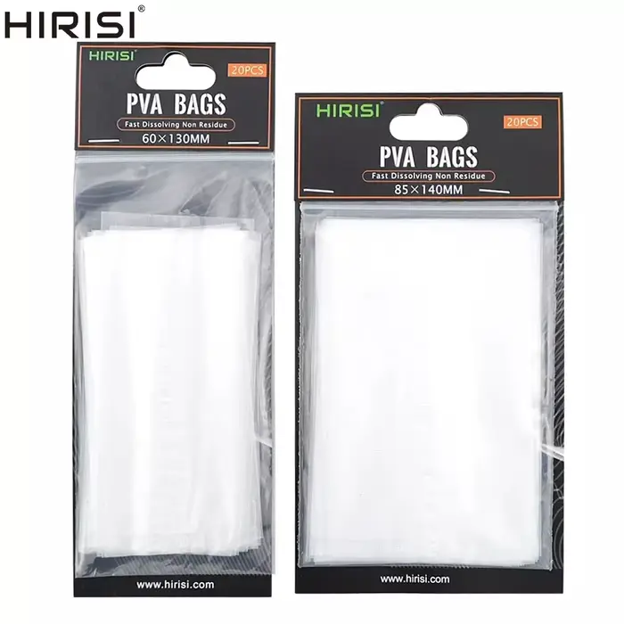 Sachets PVA pour la pêche à la carpe, lot de 20, tailles 60x130, 85x140 et 70x200