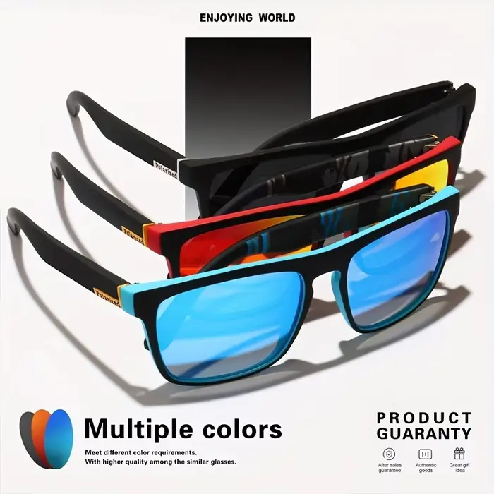 Lunettes de soleil polarisées carrées vintage - Conduite et pêche protection UV400 luxe