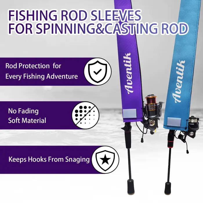 Manchon canne pêche néoprène Aventik respirant flottant étiqueté - Protection cannes spinning casting trolling