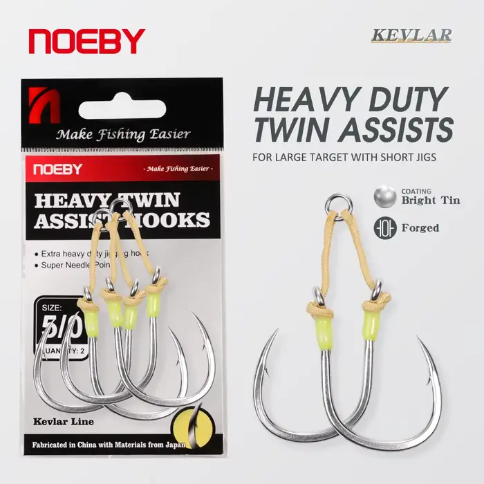 Hameçon mer robuste Noeby Heavy Duty à pointe super aiguille pour jig shore et gros poissons