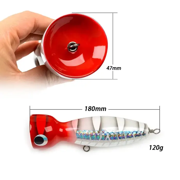 Leurre popper SUPERLURES 120g en bois - Leurre de surface 18cm pour pêche GT et gros carnassiers marins