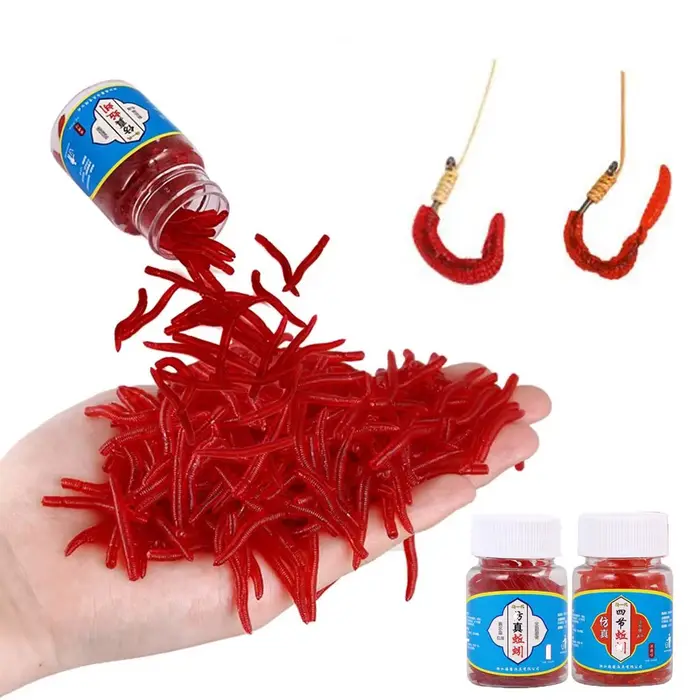Leurre souple pêche appât ver de terre réaliste 100 pièces odeur attractive pour carnassiers truite brochet