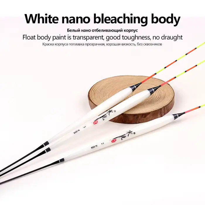 Flotteurs composites nano 3 pièces pour pêche en eau peu profonde lac et rivière, avec queue dure