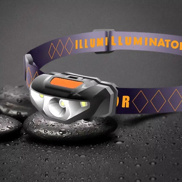 Mini lampe frontale étanche 3 modes avec piles AA pour pêche camping et randonnée légère
