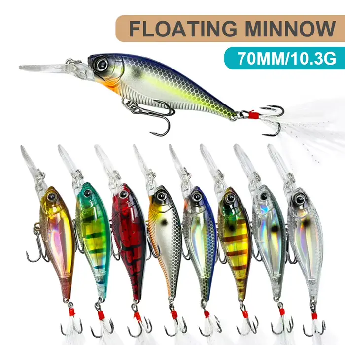 Leurre flottant minnow 7cm pour truite et perche - Wobbler longue portée 10.3g accessoire pêche MN623