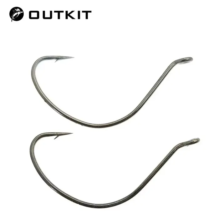 10 hameçons wide gap pour montages wacky rig et neko rig avec leurres senko - Hameçons acier carbone