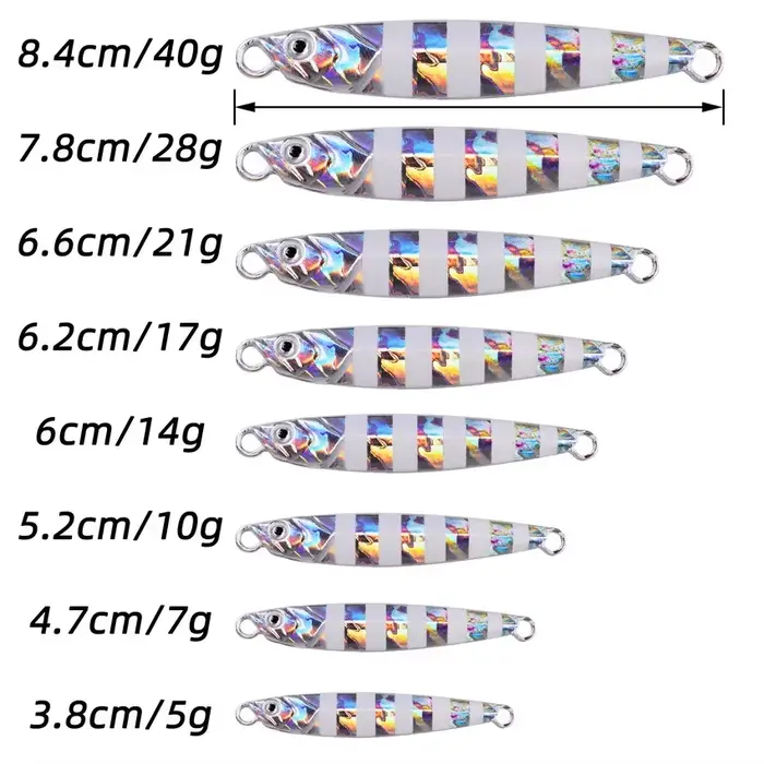 Lot de Leurres Métalliques Jig 3 à 8 Pièces 7g à 40g pour Pêche en Mer