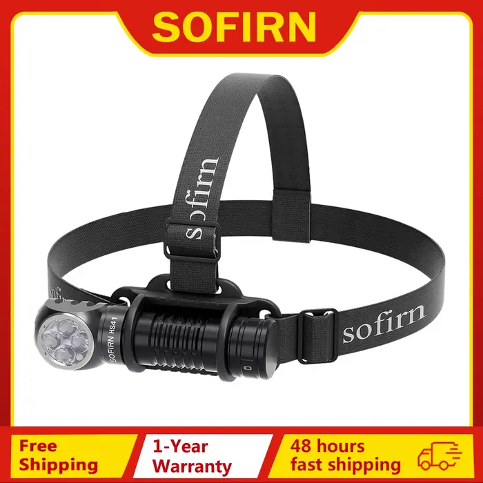 Lampe frontale SOFIRN HS41 4000lm rechargeable USB-C avec LED SST20 pour pêche professionnelle nocturne