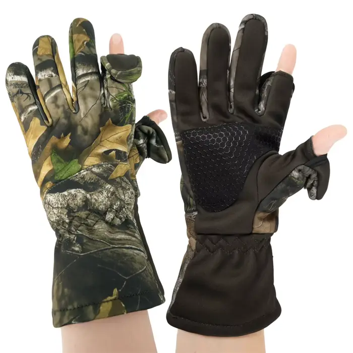 Gants de pêche polaire camouflage hiver homme femme - Chauds imperméables antidérapants outdoor