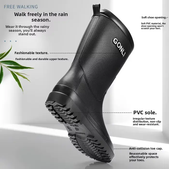 Bottes mi-mollet polaire pêche homme imperméables antidérapantes lavage auto travail toutes saisons