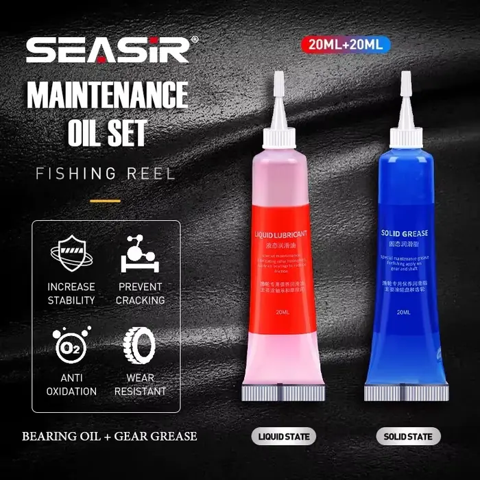 Graisse protectrice et huile lubrifiante pour roulements de moulinet de pêche - Kit d'entretien 2 x 20ml