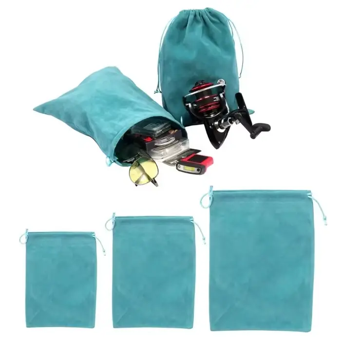 Sac de rangement portable pour moulinets de pêche avec roulettes et cordon de serrage
