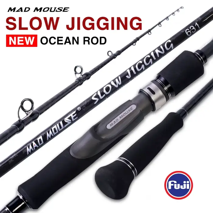 Canne slow jigging MADMOUSE Full Fuji 6'3" pour jigs 80-350g - Rod boat pêche eau salée casting 15kg