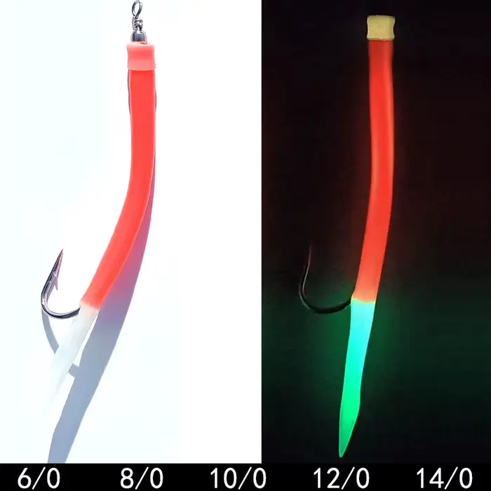 5 bas de ligne sabiki luminescents pour morue - Bas de ligne mer avec flasher et hameçons glow