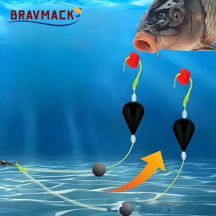 Flotteur de pêche inversé double hameçon haute sensibilité pour mer et eau douce