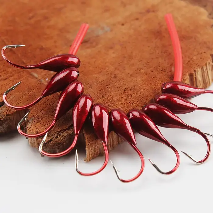 Hameçons vers rouges 10/20/30 pièces tête renversée réaliste pour carpes tailles 0.1#-0.8# appâts naturels