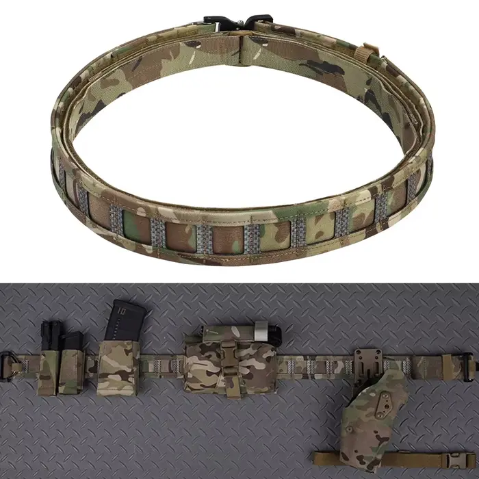 Ceinture tactique Molle 3 en 1 avec boucle métallique rapide pour pêche et airsoft