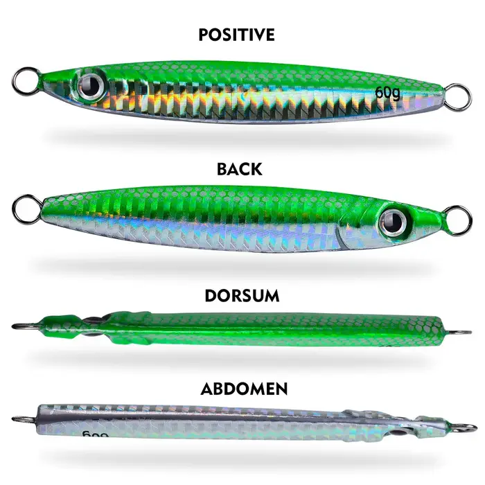 Leurres métal jig 3D 5 pièces 10g à 60g pour pêche en mer et surfcasting -