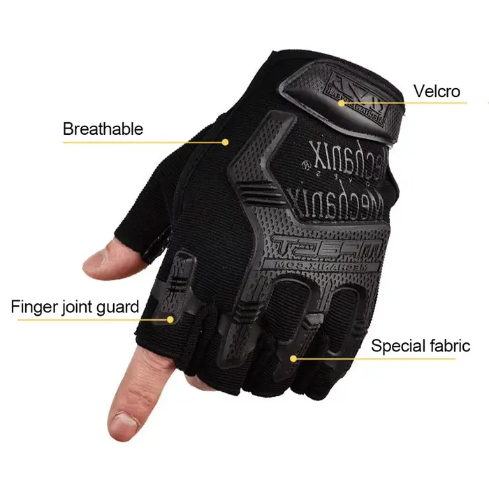 Gants tactiques demi-doigts paintball pêche protection anti-dérapants vélo sports outdoor hommes